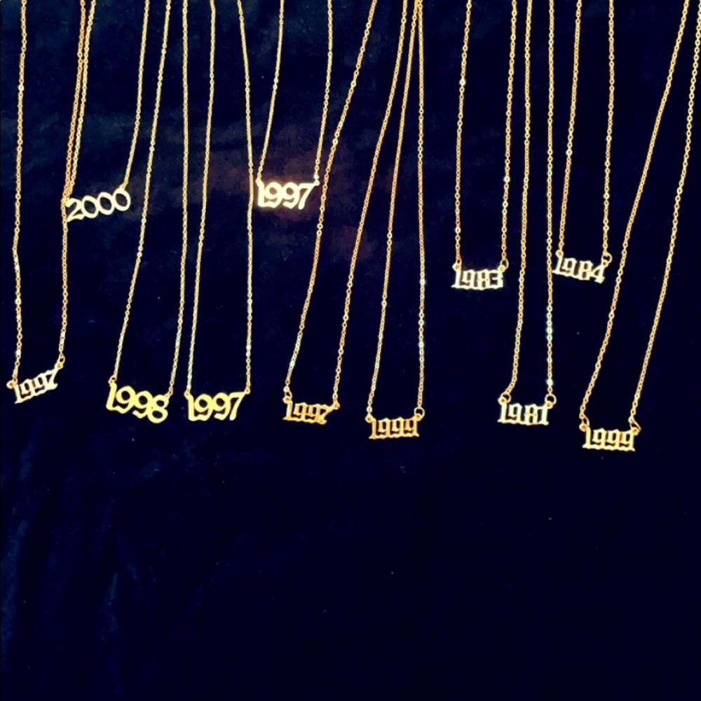Birth year necklace (Pltd gold ).sold separately